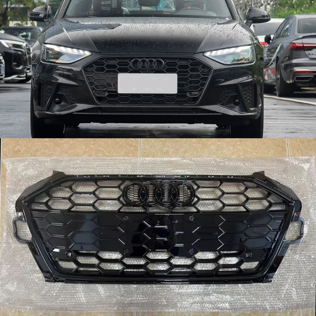 Adequado para 20-26 Audi A4L B9 Grade de malha frontal esportiva Grade de entrada de ar Máscara facial frontal toda pret