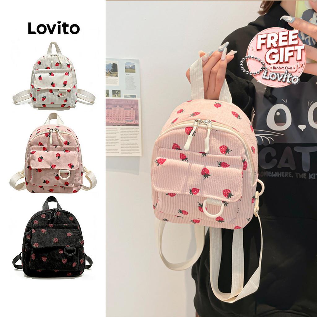 Lovito Casual Mochila Minimalista com Vários Compartimentos e Bolsos para Mulheres LFA107001