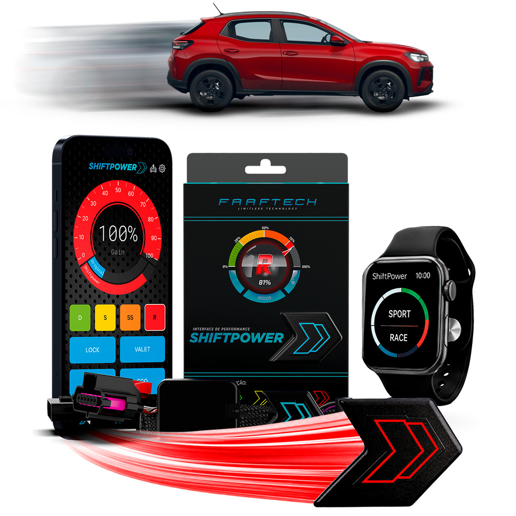 Shiftpower Chip Acelerador Tira Atraso Pedal Carplay e Android Auto Apple Watch 
