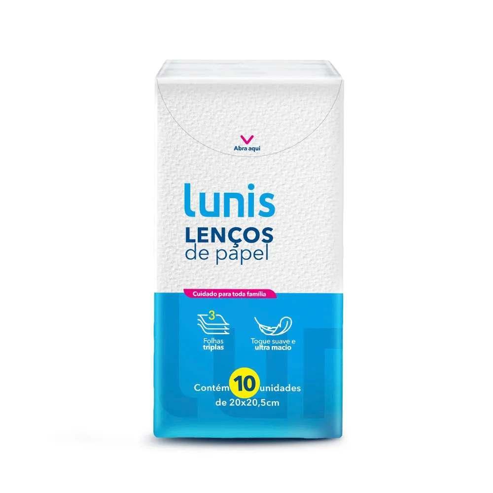 Kit 10 Pacotes do Lenço De Papel Lunis 10 Unidades Cada - Total 100 Lenços