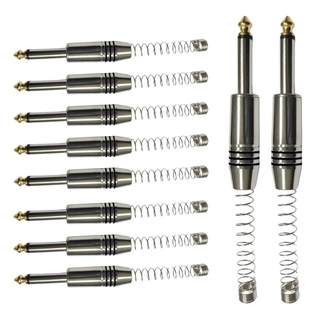 Conector P10 Macho Linha Mono Com Mola Espacada E Ponta Gold Storm 10 Unidades
