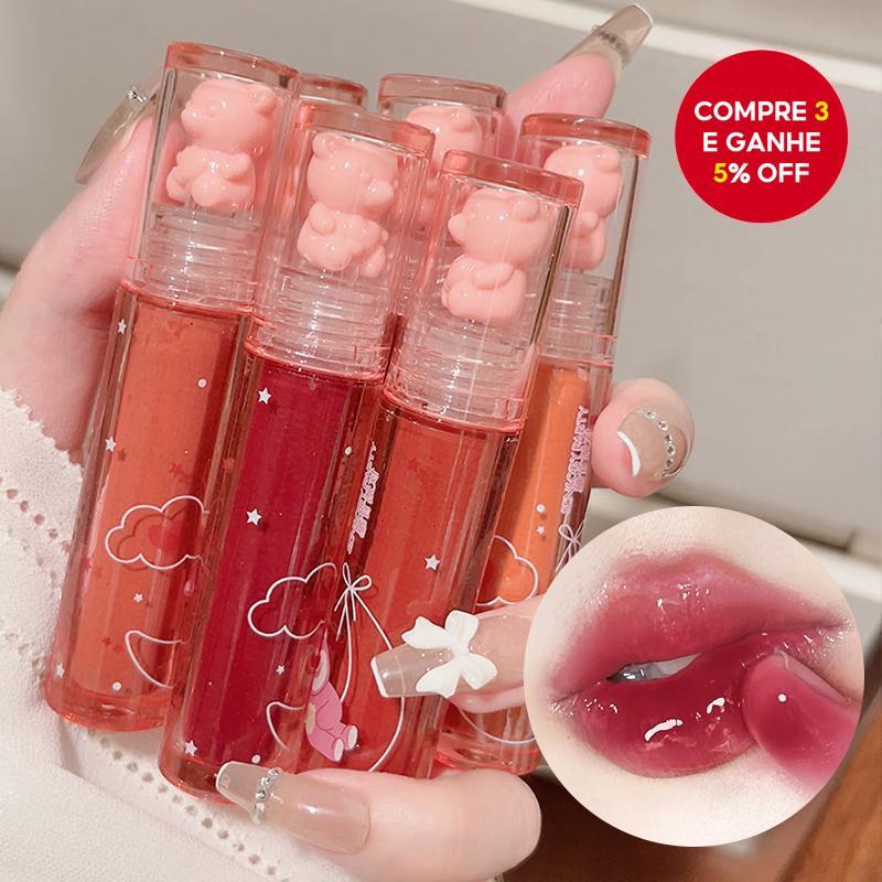 Barato 6 Cores Crystal Frozen Berry Bear Lip Glaze Batom De Maquiagem