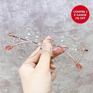 Óculos de Polígono Retrô com Lentes Anti Luz Azul HD para Mulheres