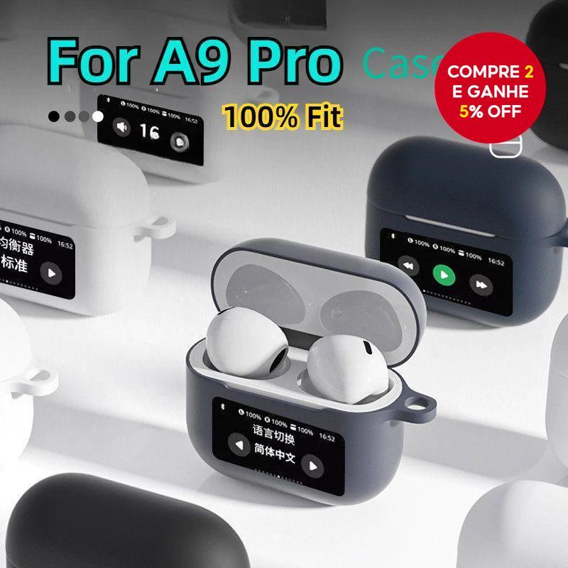 Capa De Silicone TPU A9 Pro Para Fones De Ouvido Bluetooth Macia À Prova De Choque Com Proteção De Tela De Toque Preto A