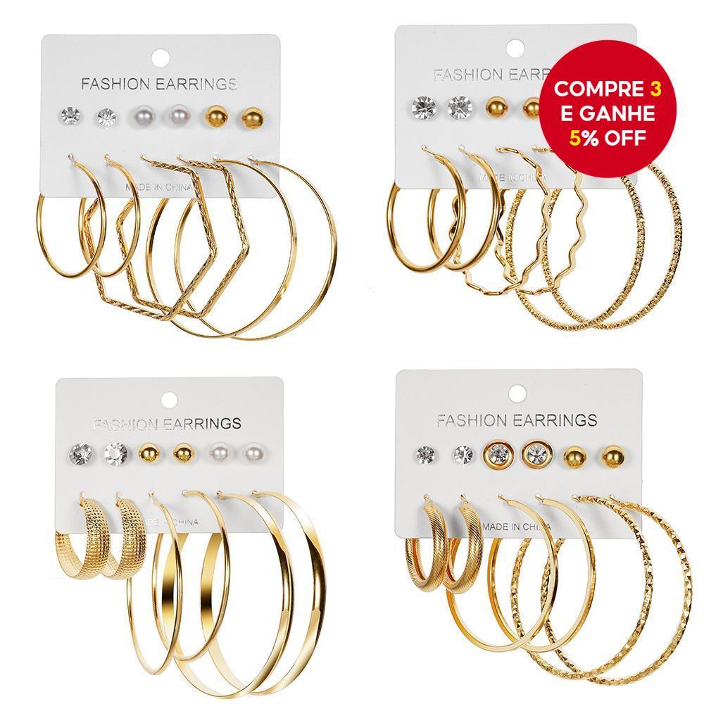 Moda Oversized Versátil 6 Pares De Brincos De Argola Em Forma De C Conjunto De Estilos De Joias Exclusivos