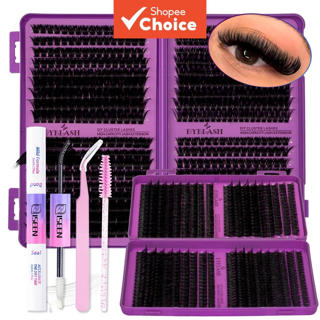 Kit De Extensão De Cílios DIY 9-16mm , Clusters Individuais Com Pinça De Vedação De Ligação Para Autoaplicação