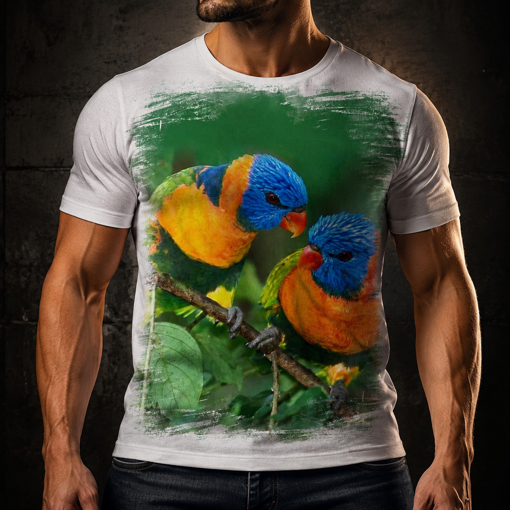 Camisa Camiseta Masculina Ave Pássaro Periquito Esplêndido