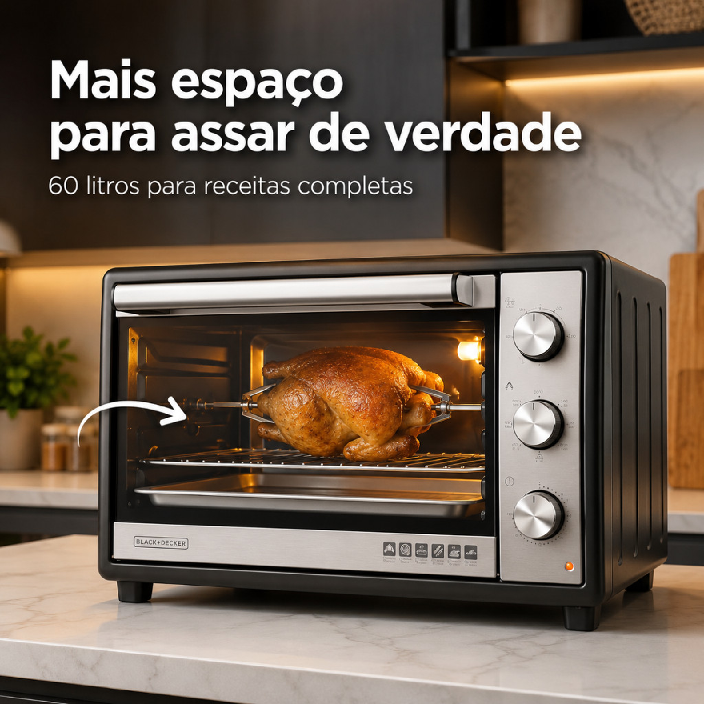 Forno Elétrico FT60-BR 60L 1700W 127V Com Rotisserie Convecção 7 Funções Tamanho Família