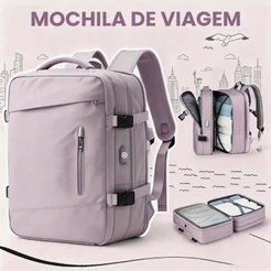 Mochila Viagem Feminina Multifuncional Reforçada Impermeável Expansível para Trilha Esportiva