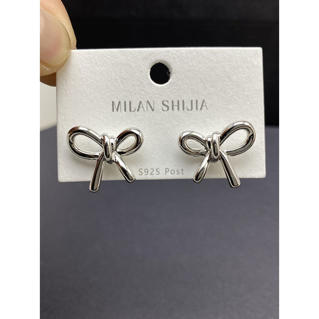 High-End simples arco prata pequenos brincos feminino 925 agulha de prata assimétrico Commuter brincos requintados
