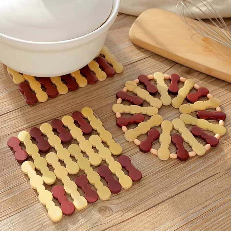 Almofada de isolamento de bambu doméstico grande conjunto caçarola almofada Anti-escaldante tapete de mesa Placemat tige