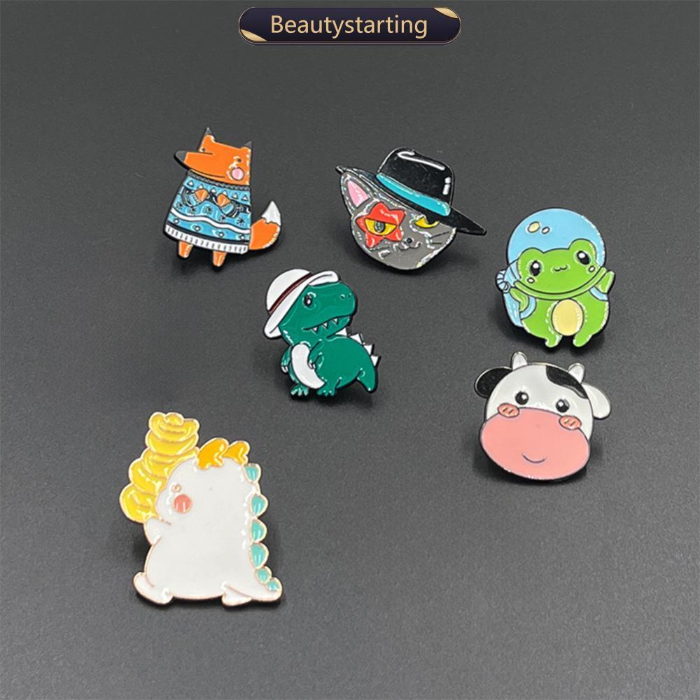 BEAUTYSTARTING Bonito Animal Esmalte Pin Raposa Gato Dinossauro Sapo Lapela Crachá Bolsa Acessório De Roupas Garmnt DIY