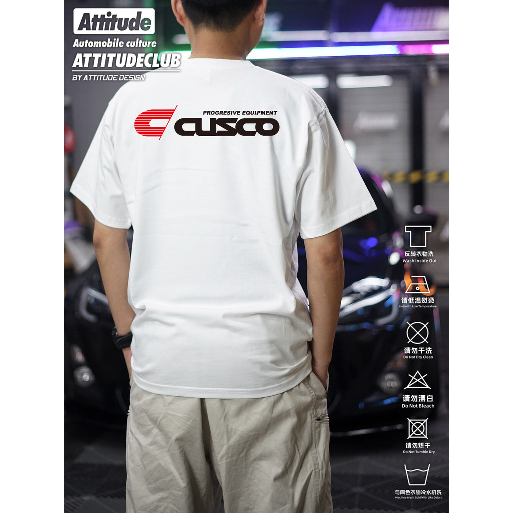Atitude Corpo Reforço Tirante Barra Superior CUSCO Simples Carta Impressão Manga Curta JDM Masculino Modificado Amantes