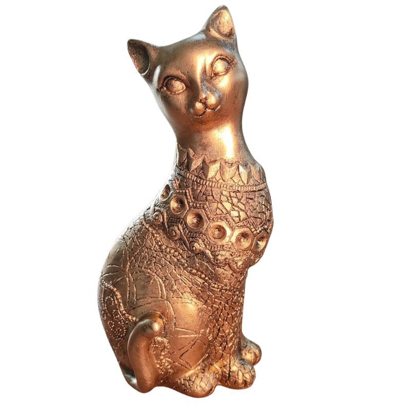 Estátua De Gato Egípcio Dourada Decorativa Enfeite De Luxo Dourado-escuro