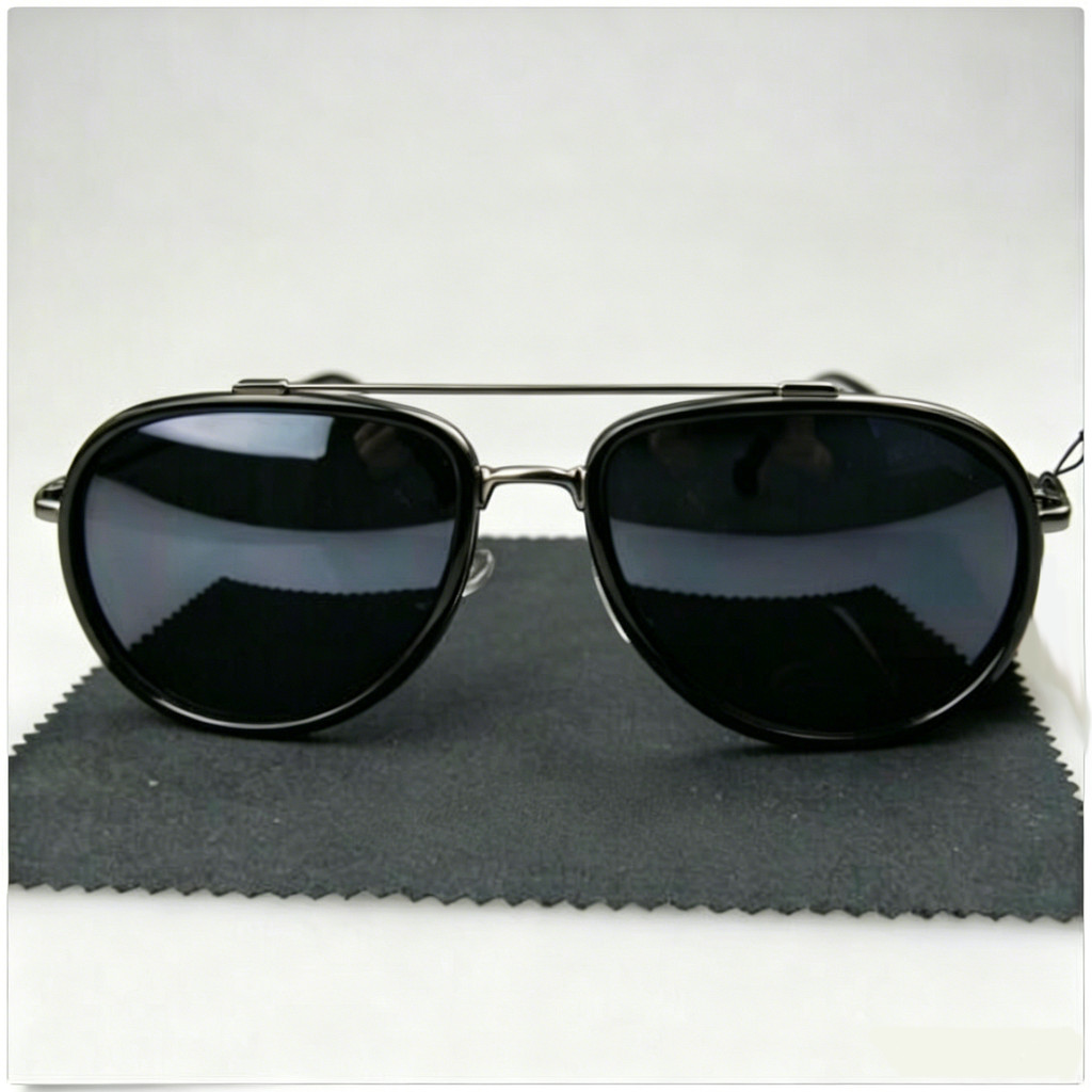 Óculos de Sol Masculinos Estilo Novo Retro Grande Armação Metálica Oval Polarizados Proteção UV400 Ultravioleta