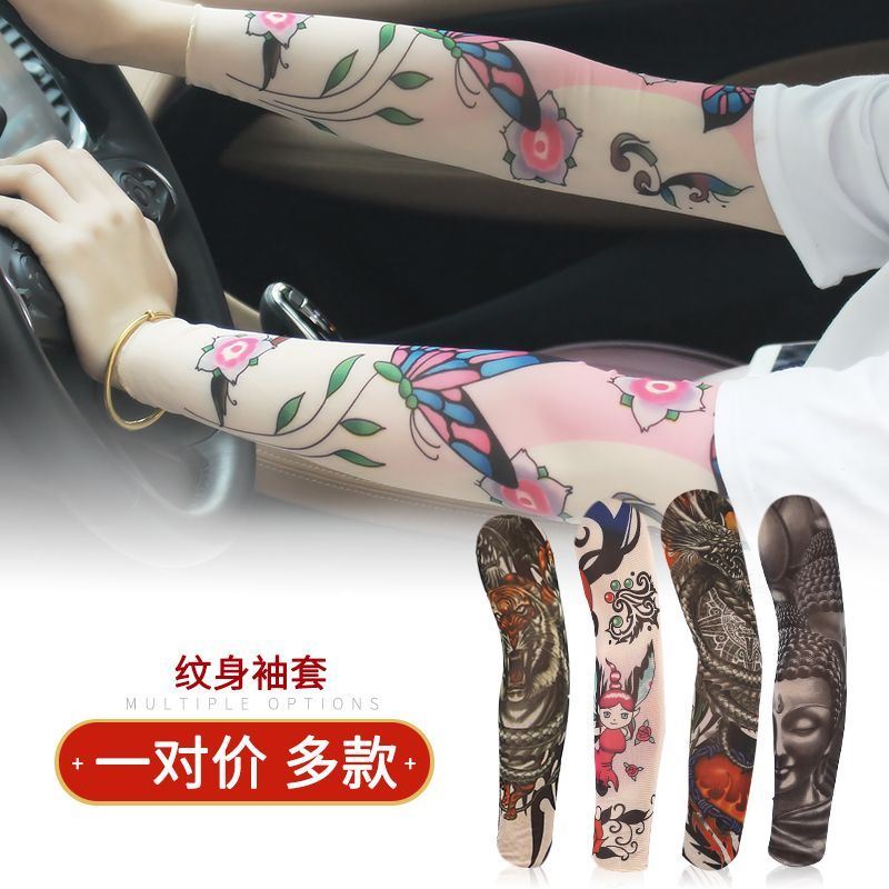 Flor braço manga de gelo tatuagem manga feminino protetor solar na moda masculino gelo mão manga condução equitação braç