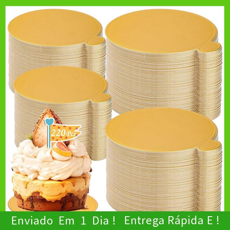 - joyce 200 Pcs Mini Placas De Bolo Douradas 3.5 Polegada E 3.15 Base Redonda Bandeja De Flan Pratos De Papel Descartáve
