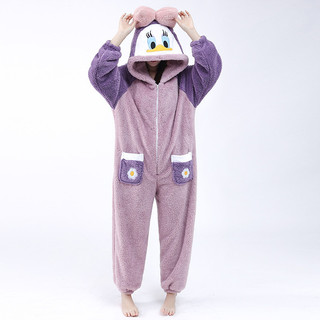 Pijama Adulto Daisy Duck Onesie – Fantasias De Pelúcia Macia Da Disney Com Capuz E Laço 3D Para Noites Aconchegantes Lou