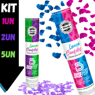 Lança Confetes Chá Revelação Azul Rosa Verde Lilas Masculino Feminino Menino Menina