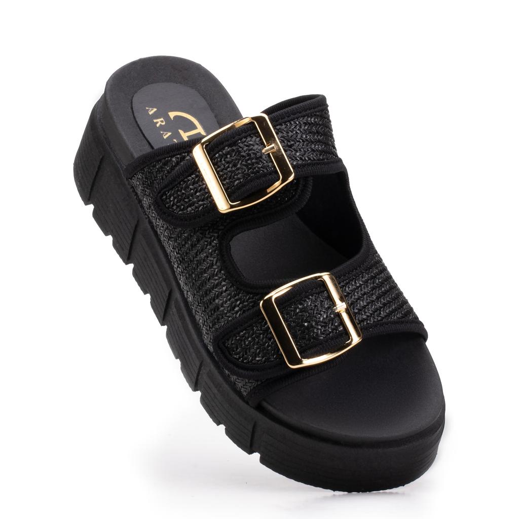 Sandália Feminina Papete Birken Tamanco Tratorado com Fivelas Ajustáveis Plataforma Flat Confortável Versátil Macia