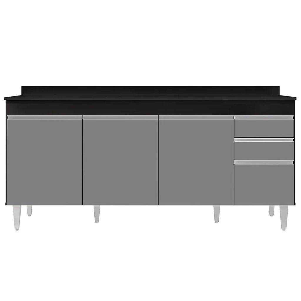 Balcão Gabinete 180cm com Tampo Dallas Preto/Cinza - Lumil · foto 2