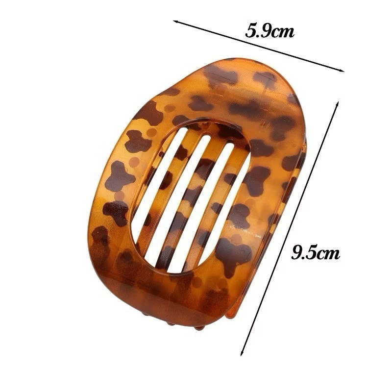 Detalhes do Garra De Cabelo Oval Fosca Com Estampa De Leopardo-Presilhas Coreanas-Acessórios Vintage-Clipe De Rabo De Cavalo Alto-Ch
