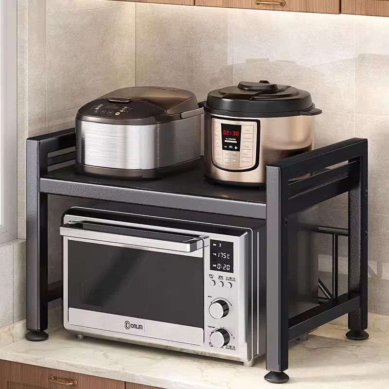 Suporte de cozinha expansível para micro-ondas e torradeira, suporte de armazenamento de bancada de dupla camada para pa
