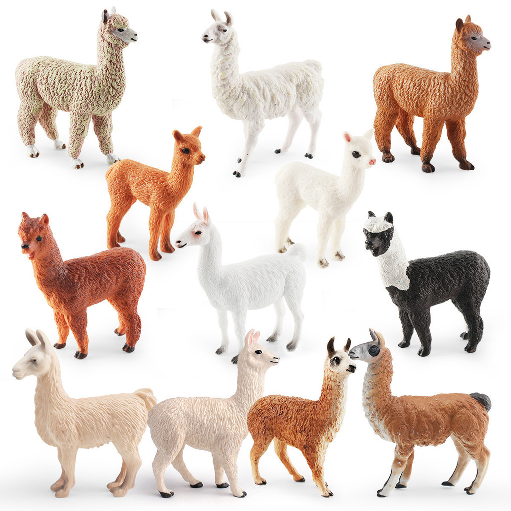 Modelo simulado de alpaca selvagem, alpaca com aparência de grama, camelo, mini ornamento decorativo de mesa.