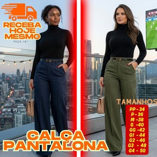 Calça Social Feminina: Pantalona Elegante com Cinto para Conquistar! BRANCA