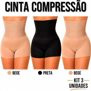 Kit 3 Bermuda Anágua Modeladora Cintura Alta Plus Size Redução De Medidas Pós Parto Short Conforto