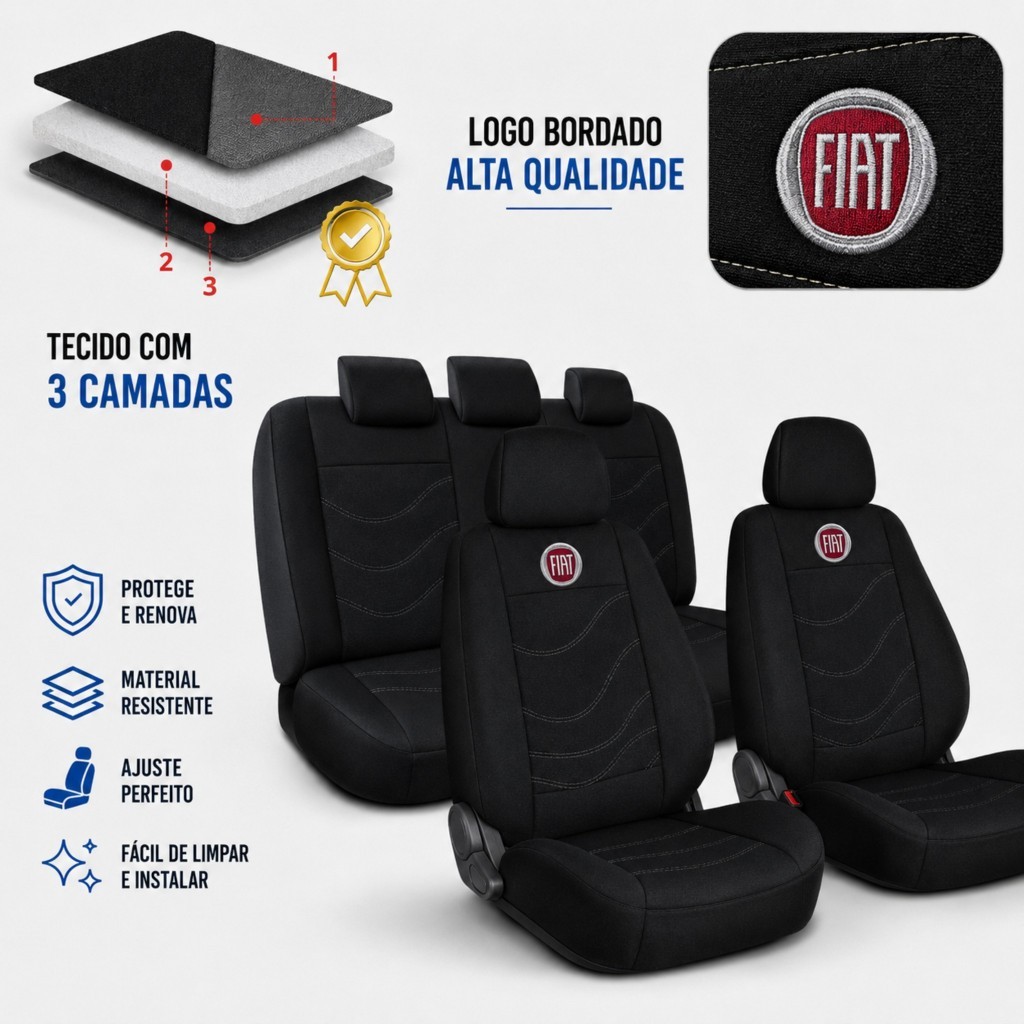 Capa Para Banco Tecido Grosso Para Assento De Carro Fiat Palio Siena Uno Strada Punto