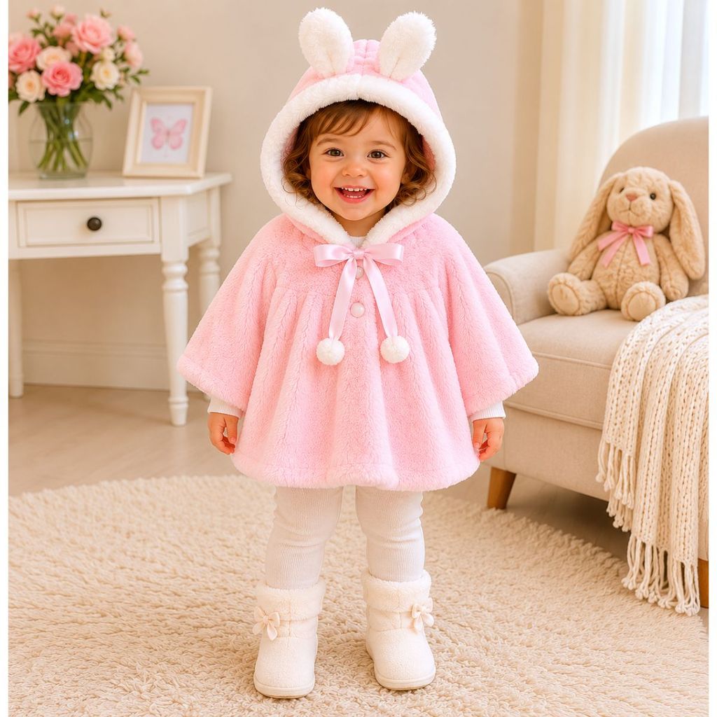 Casaco Estola Bolero Poncho Fleece Infantil Meninas Inverno