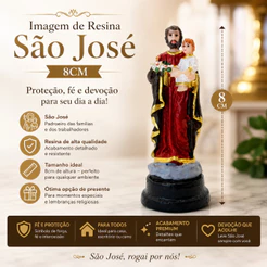 Mini Imagem São José 8 cm Resina para Decoração