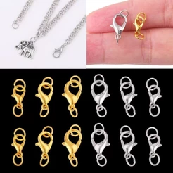 50/100/150 Unid Fecho Lagosta Mosquetão Prata Dourado Liga Bijuteria Colar Pulseira Chaveiro Fivela de Mola