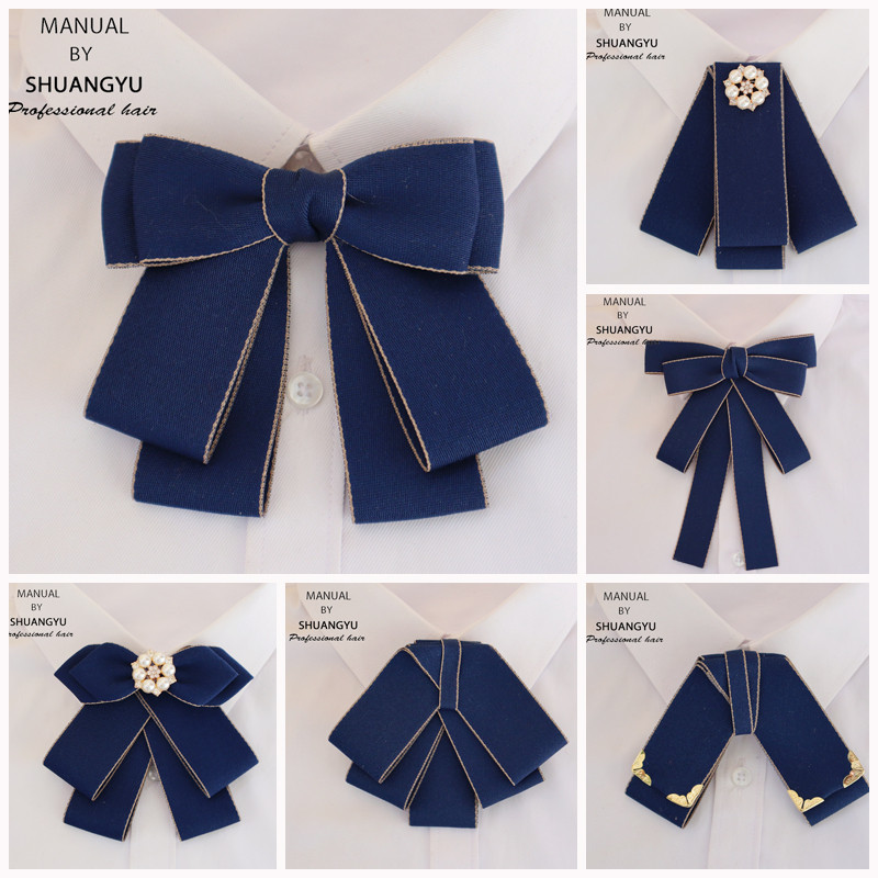 Banco gravata borboleta colar flor feminino profissional pessoal armário decorativo arco camisa trabalho azul gravata bo
