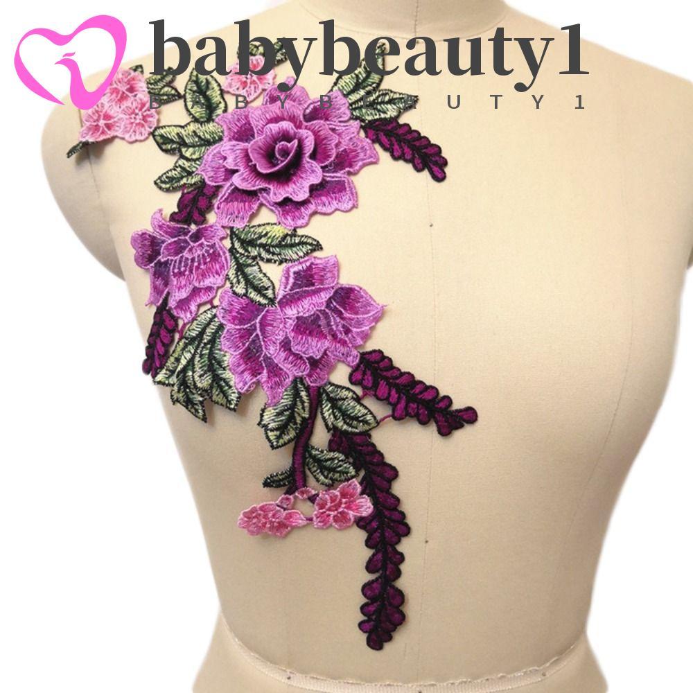 BABYBEAUTY1 Patch Luxo Requintado Crachá Vestuário Costura Rosa Peônia Flor Bordado