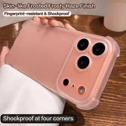 Luxo Fosco Translúcido Airbag Caso De Telefone Para iPhone 17 16 15 14 Plus 12 13 Pro Max 17Pro Ar Pára-Choques À Prova