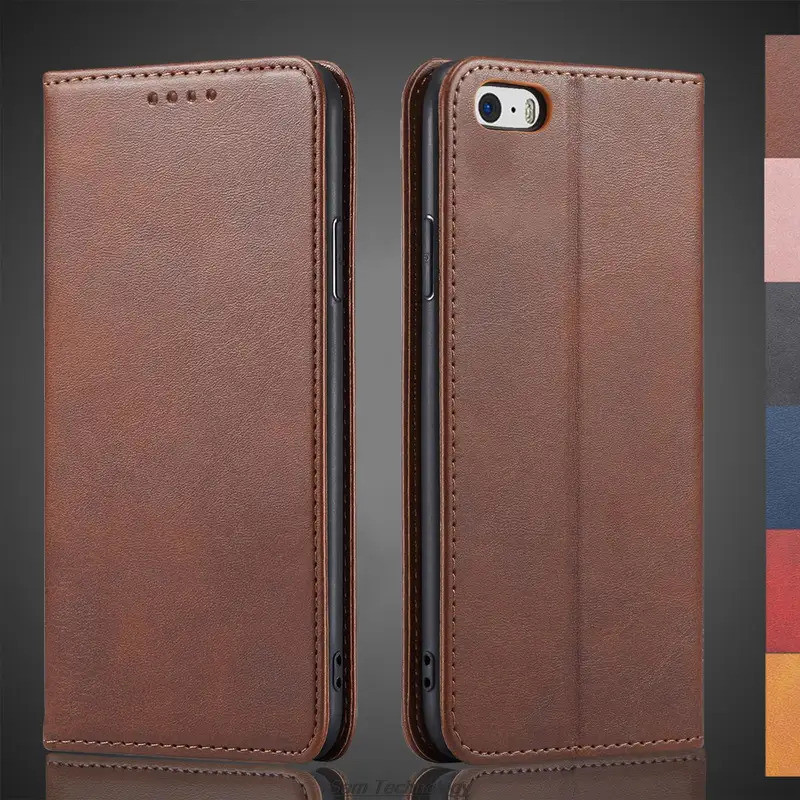 Capa De Couro De Atração Magnética Para Apple iPhone 5 5S/SE (2016) Coldre Flip Carteira Sacos De Telefone Fundas Coque