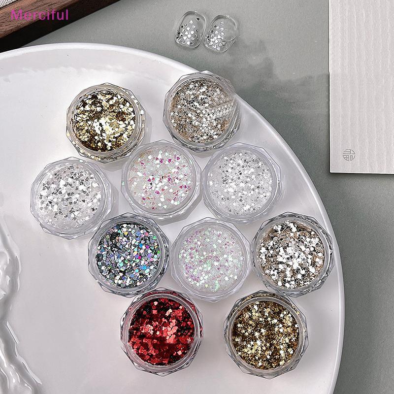 [Mer] Mini Espumante Coração Estrela Prego Glitter Pentagrama Decoração De Unhas Acessórios De Design De Salão De Beleza