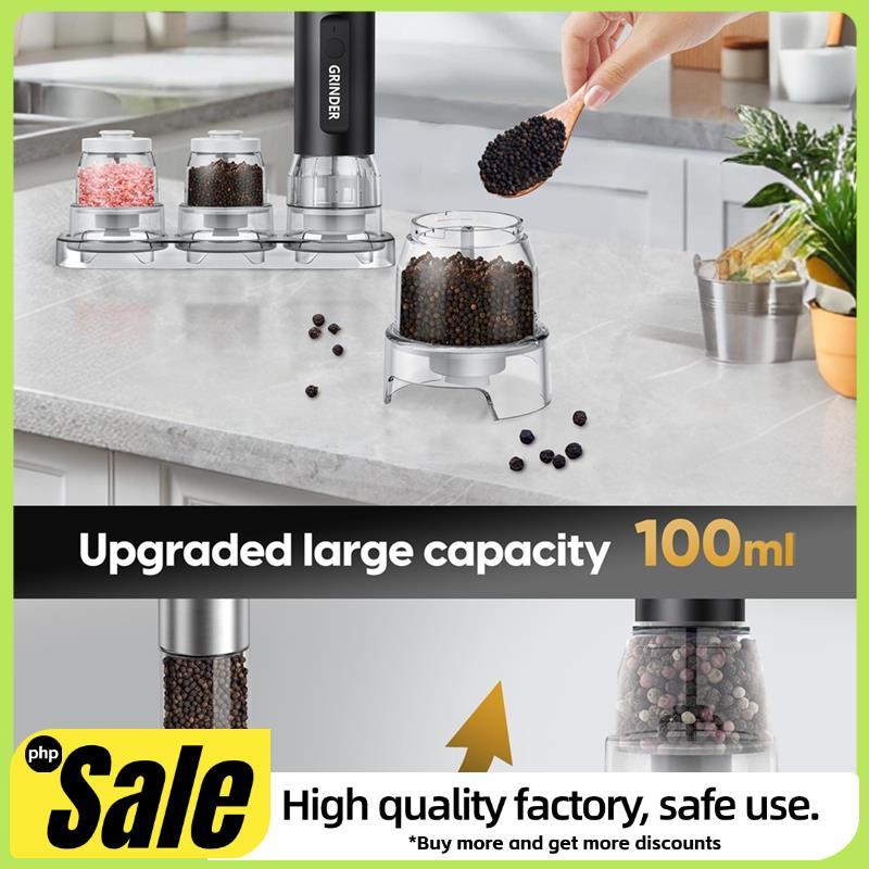 Conjunto De Moedor De Sal E Pimenta , Frascos De Especiarias Automáticos Recarregáveis (2x100ML) , Bateria De 60 Dias ,