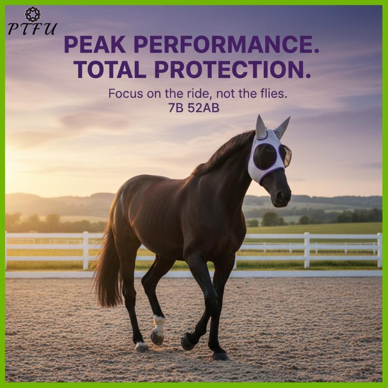 PTFU > Máscara De Mosca De Cavalo Bastante Seca Ajustável Respirável Forte Para Cavalos Proteção Anti UV Verão Uso Ao Ar