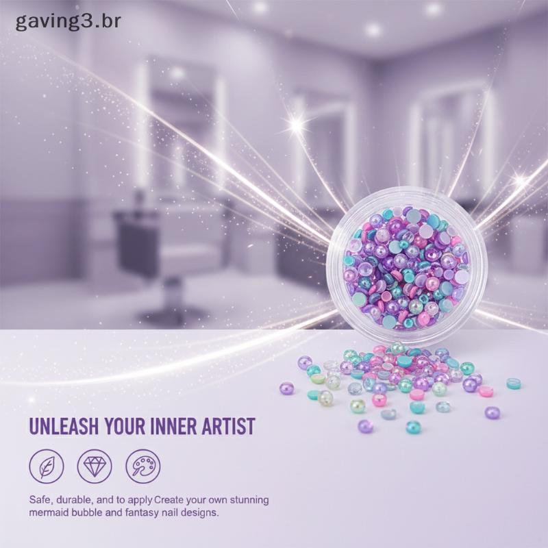 [GAVBR] 1 Caixa Colorida De Contas De Bolha 3D Conjunto De Amuletos De Unhas Semicirculares Joias Para Casa Arte DIY [HO