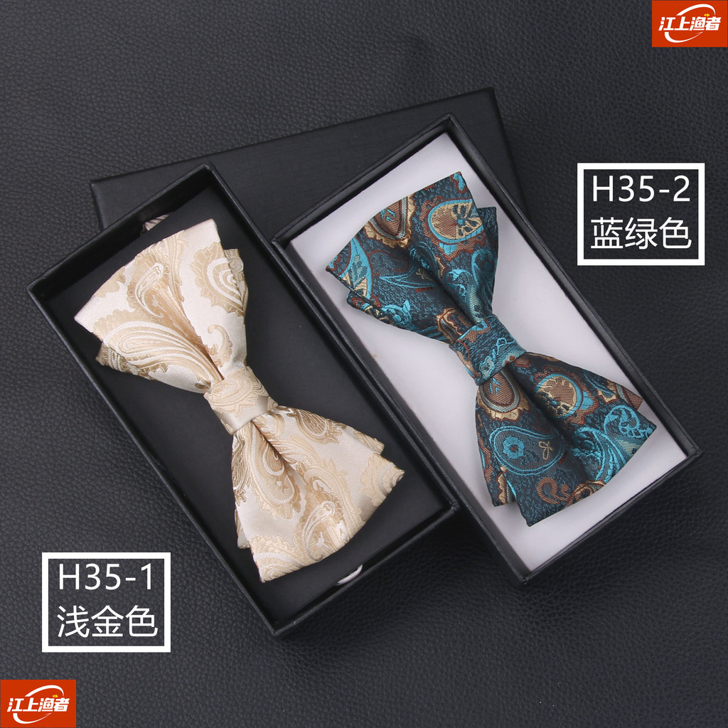 Gravata borboleta masculino feminino negócios Formal Wear noivo vestido de casamento mostrar camisa ouro azul gravata bo