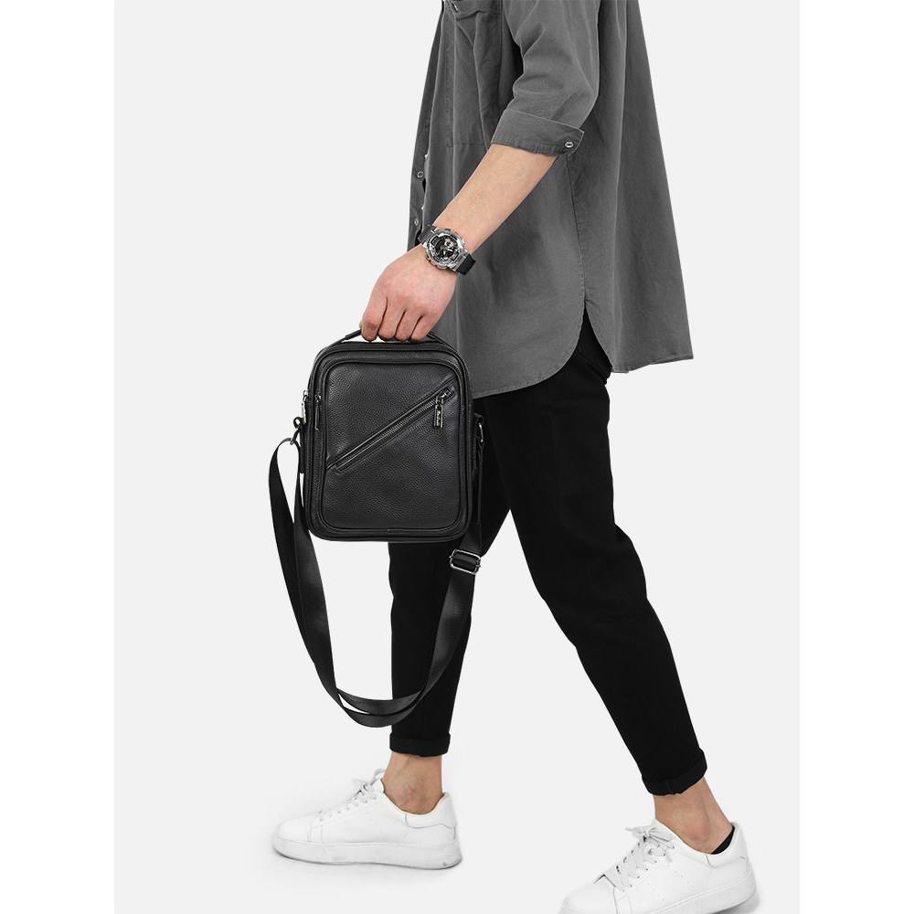 Bolsas masculinas 2024 novo estilo bolsa de ombro masculina couro genuíno negócios Casual bolsa masculina Vertical Commu