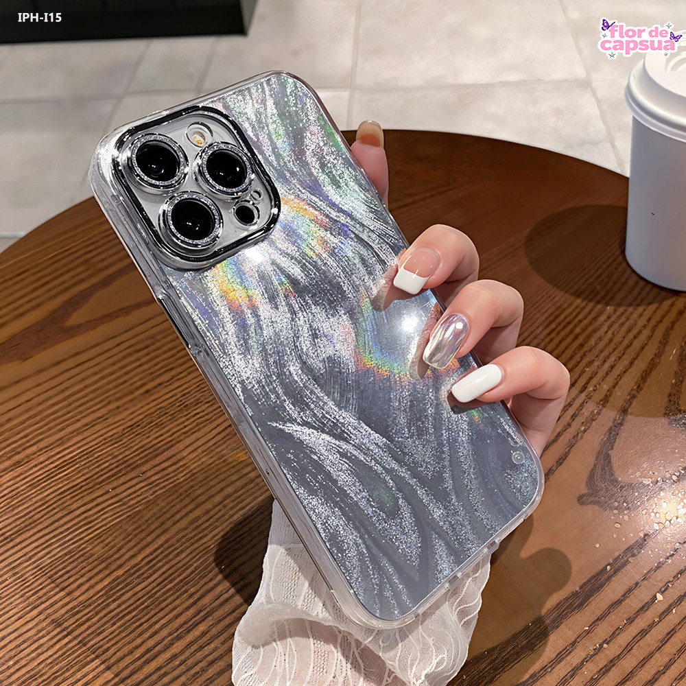 Capa Véu de Pena Luxo Para iPhone 15 14 13 12 11 XR Pro Max Plus Capa Protetora Borda Strass Lente Completa MS 8000