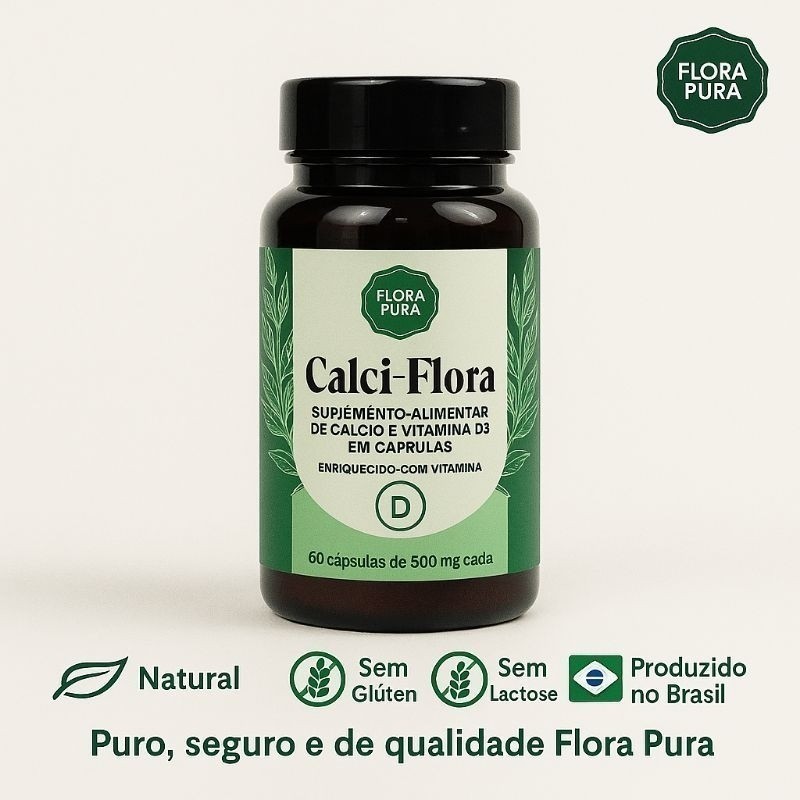 Flora-Calci com Cálcio de Ostra + Vitamina D – 500mg 60 Cápsulas | Flora Pura