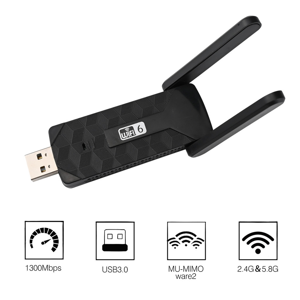 Adaptador Wireless WiFi Mini 2 Antenas Dual Band 1300Mbps 5.8GHz/2.4GHz Sem Fio PC ANJGG BRASIL