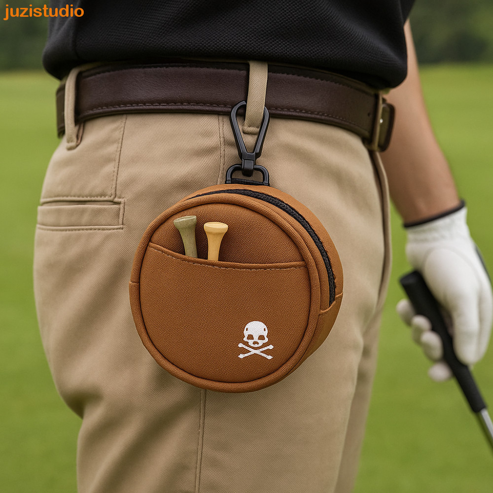 JUZISTUDIO Estojo De Armazenamento De Golfe , Bolsa De Cintura De Couro Com Capacidade De 4 Bolas , Clipe Bola Portátil 