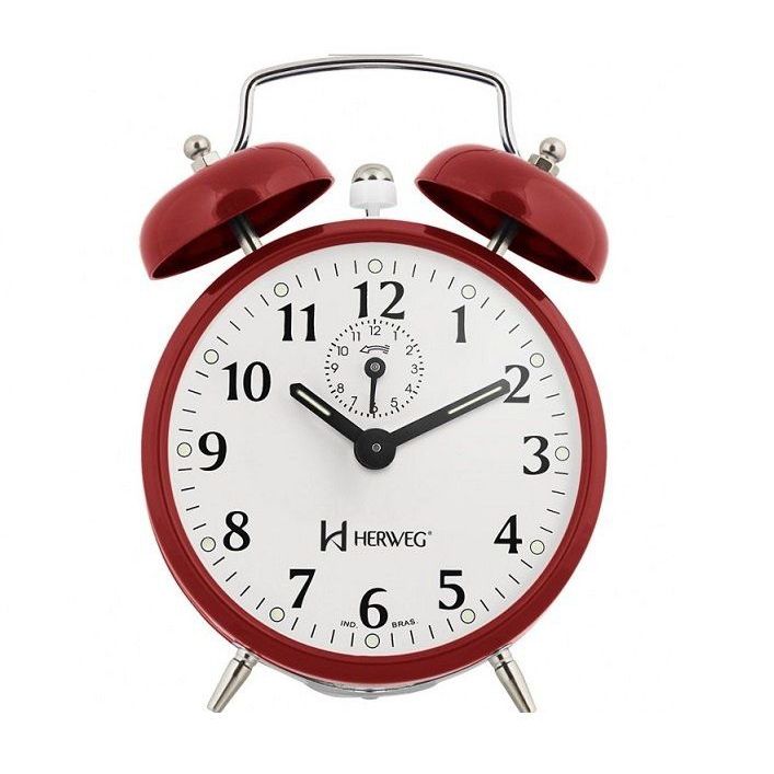 Relógio Despertador Herweg 2208 044 Vermelho Antigo Retrô