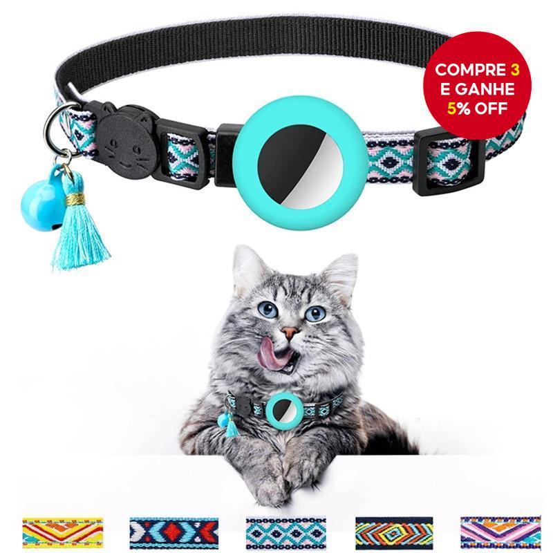 Nova Coleira Airtag Ajustável Para Cachorro Gato Colar Anti-Perda Com Acessórios Sino